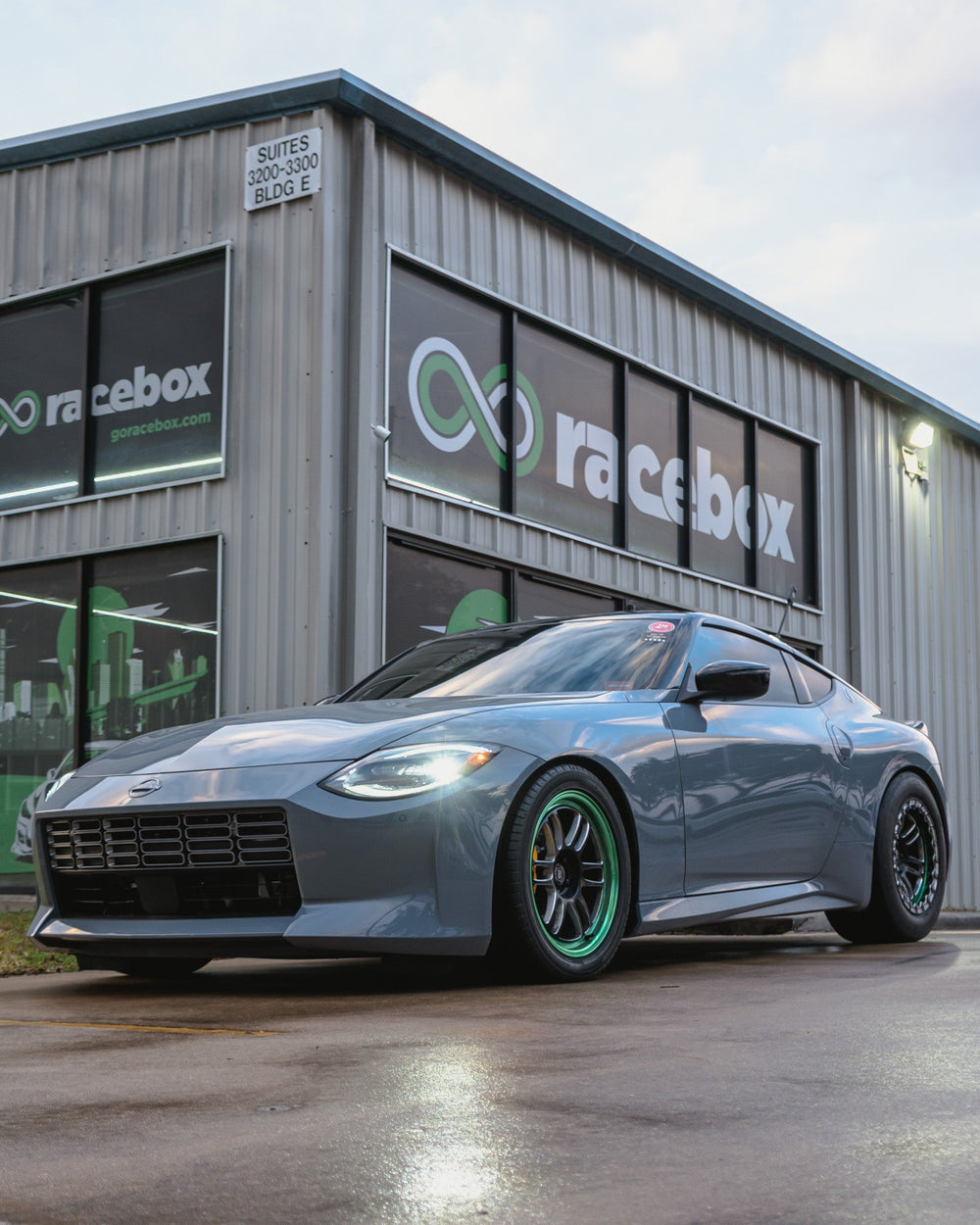 2023 Nissan Z in front of Racebox