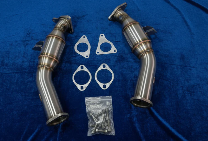 B6A VR30DDTT resonated lower downpipes pair with gaskets and hardware for Q50 Q60 Nissan Z